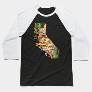 Vintage California State Map Baseball T-Shirt